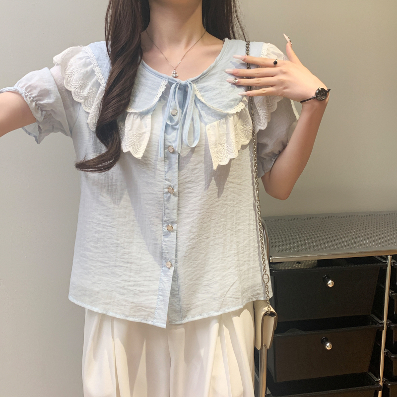 Splice temperament tops unique loose shirt for women