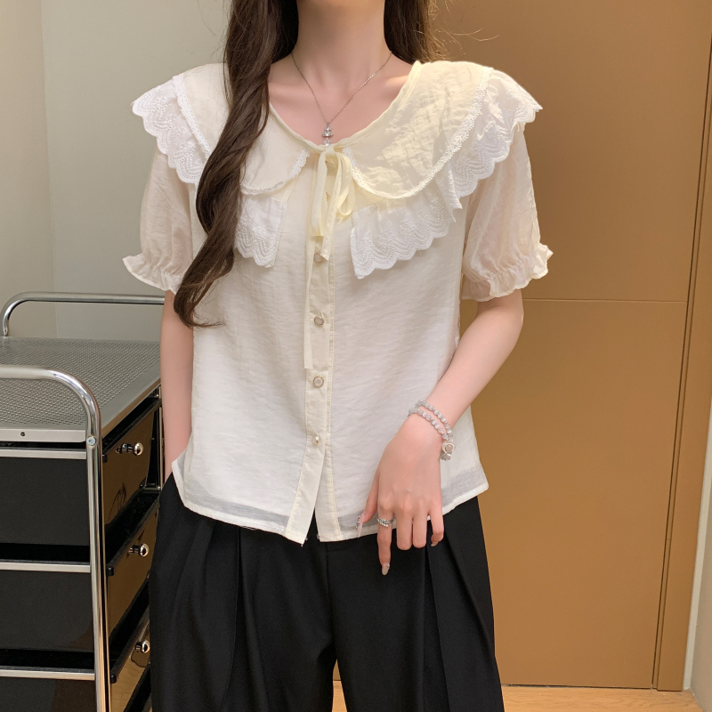 Splice temperament tops unique loose shirt for women