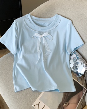 Korean style show young pearl short sleeve T-shirt for women