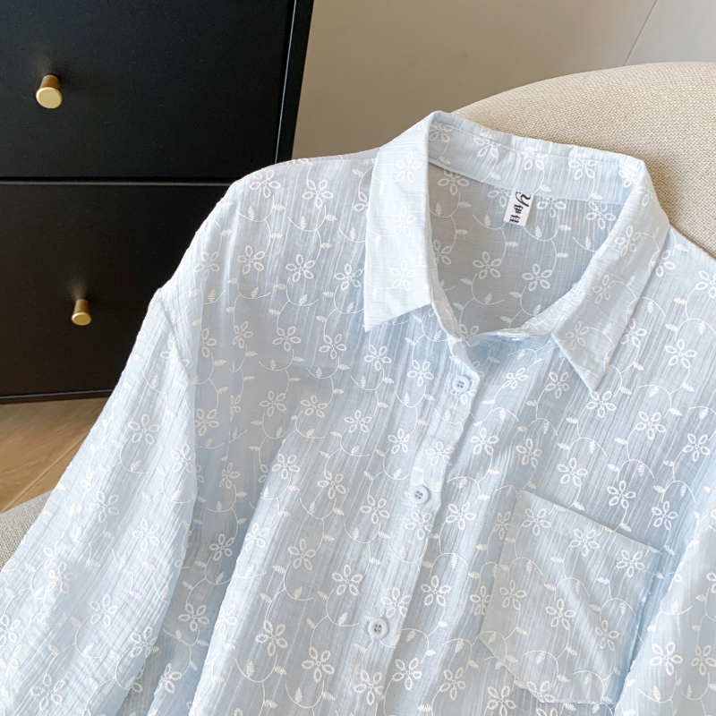 Summer France style shirt thin sun shirt for women