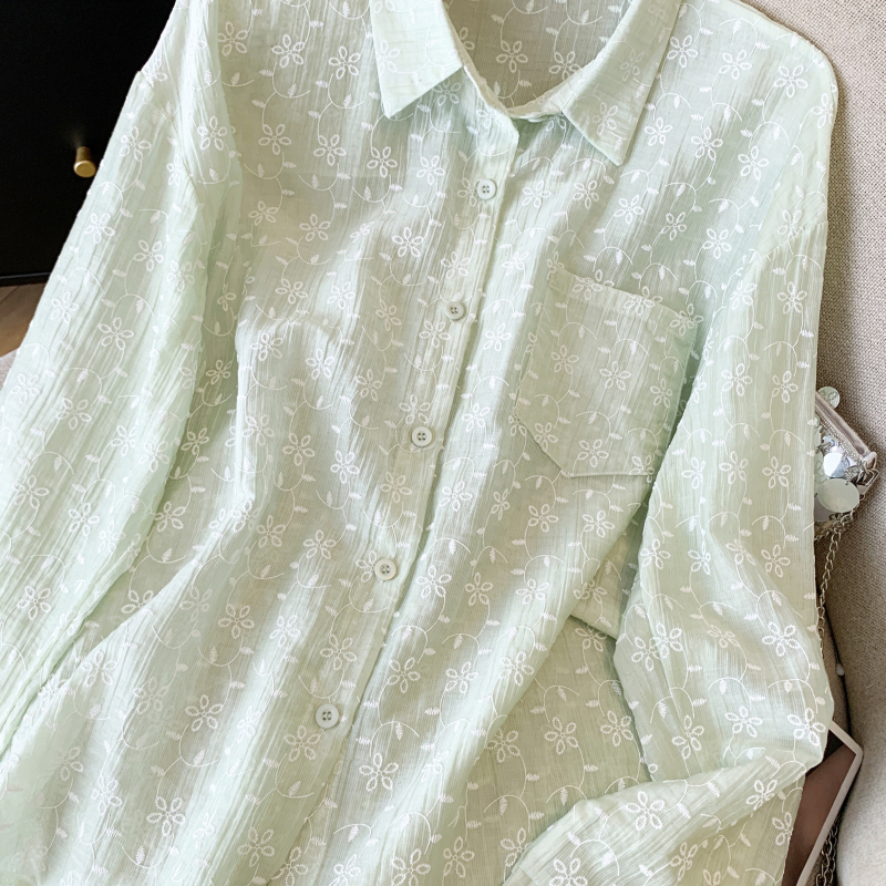 Summer France style shirt thin sun shirt for women
