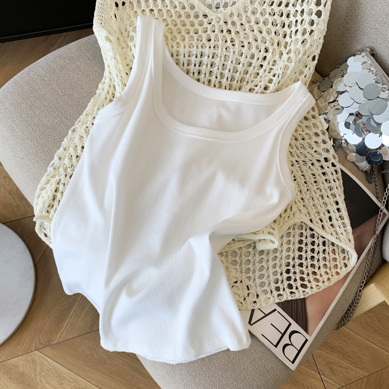 Knitted sling slim summer hollow loose vest 2pcs set