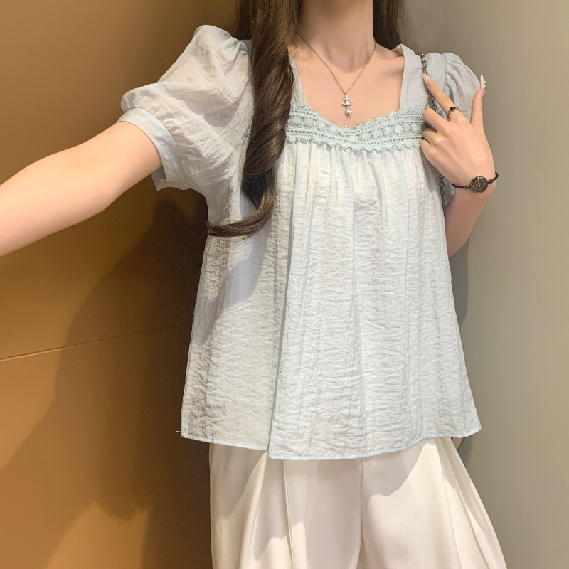 Splice Western style tops summer chiffon small shirt