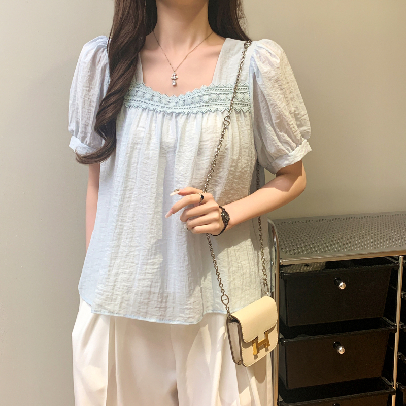 Splice Western style tops summer chiffon small shirt