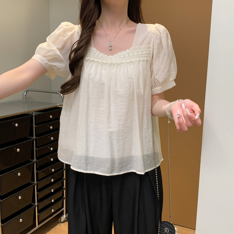 Splice Western style tops summer chiffon small shirt
