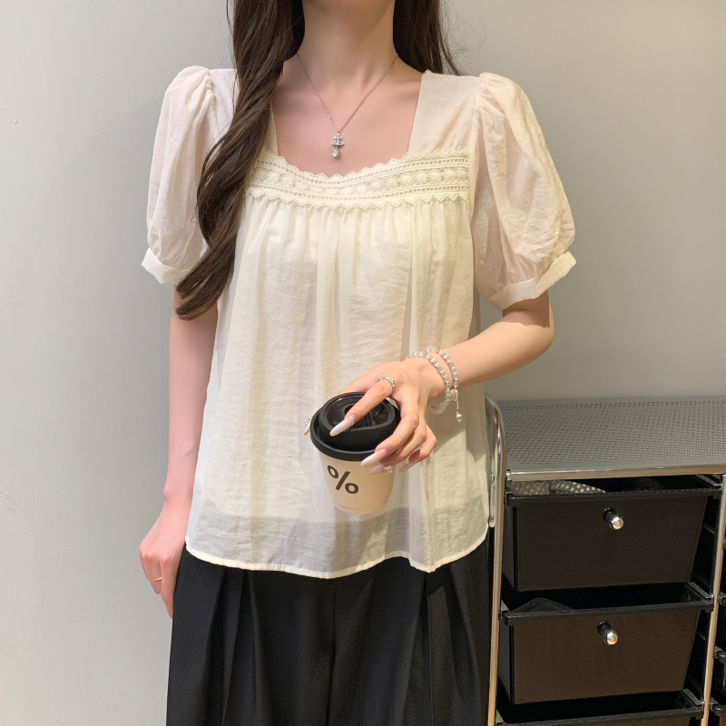 Splice Western style tops summer chiffon small shirt