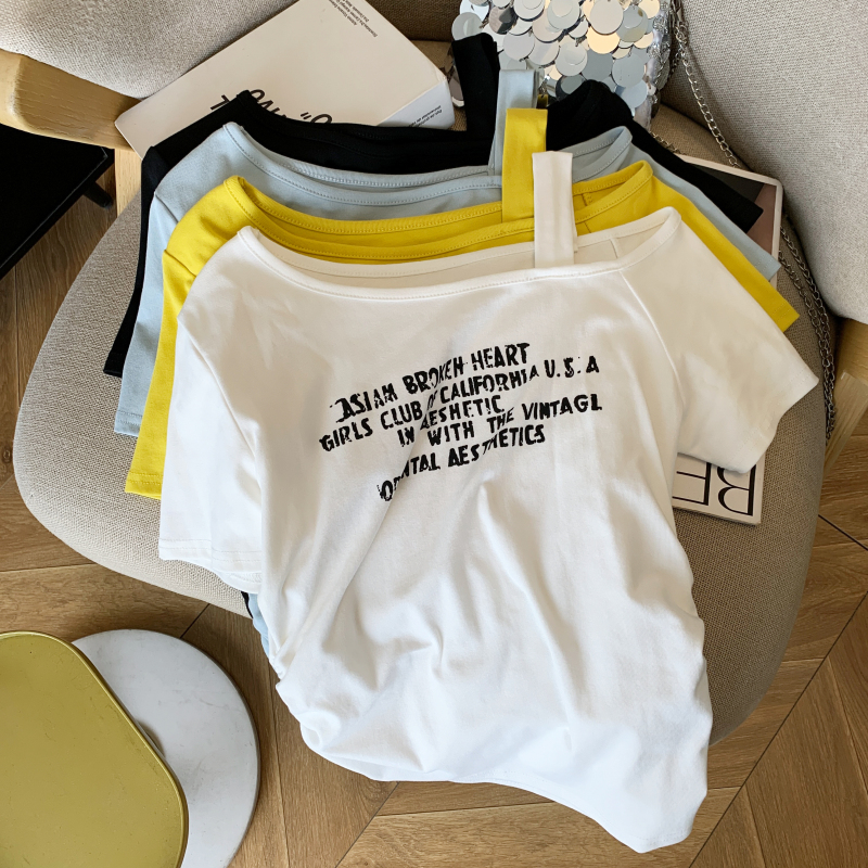 All-match short sleeve T-shirt printing tops for women