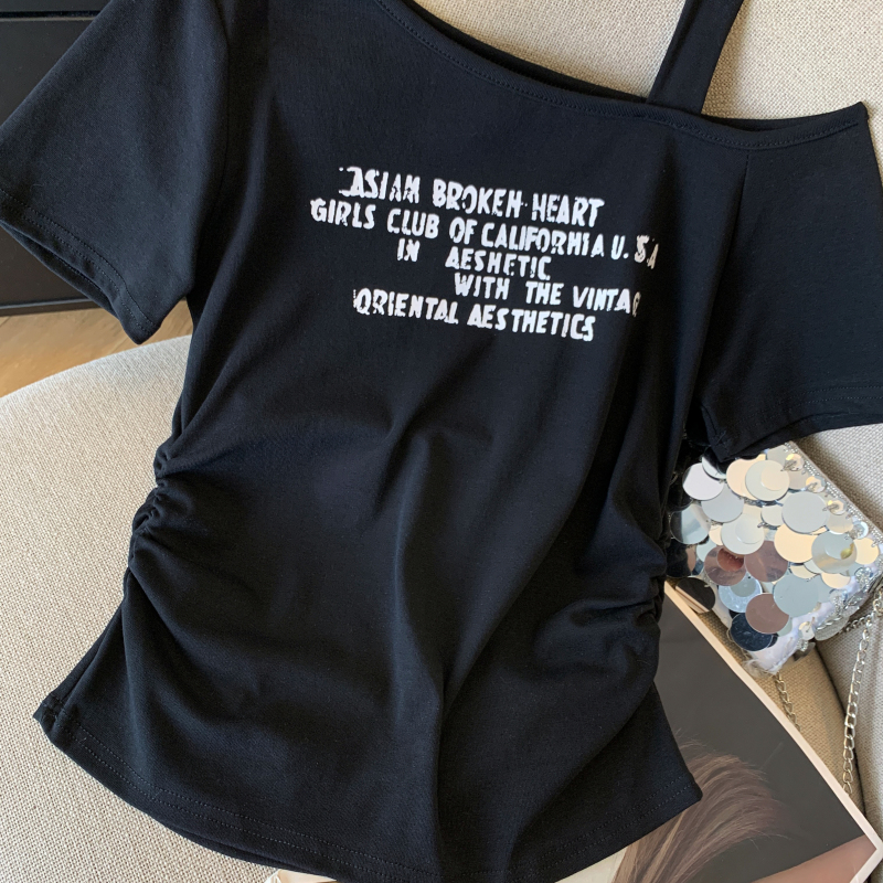 All-match short sleeve T-shirt printing tops for women