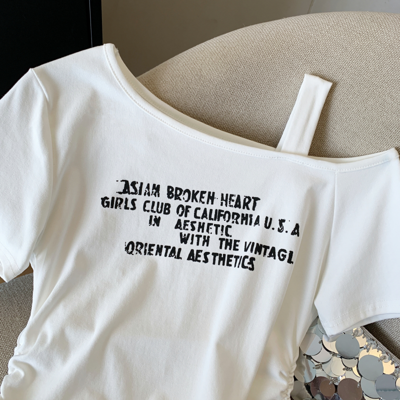 All-match short sleeve T-shirt printing tops for women