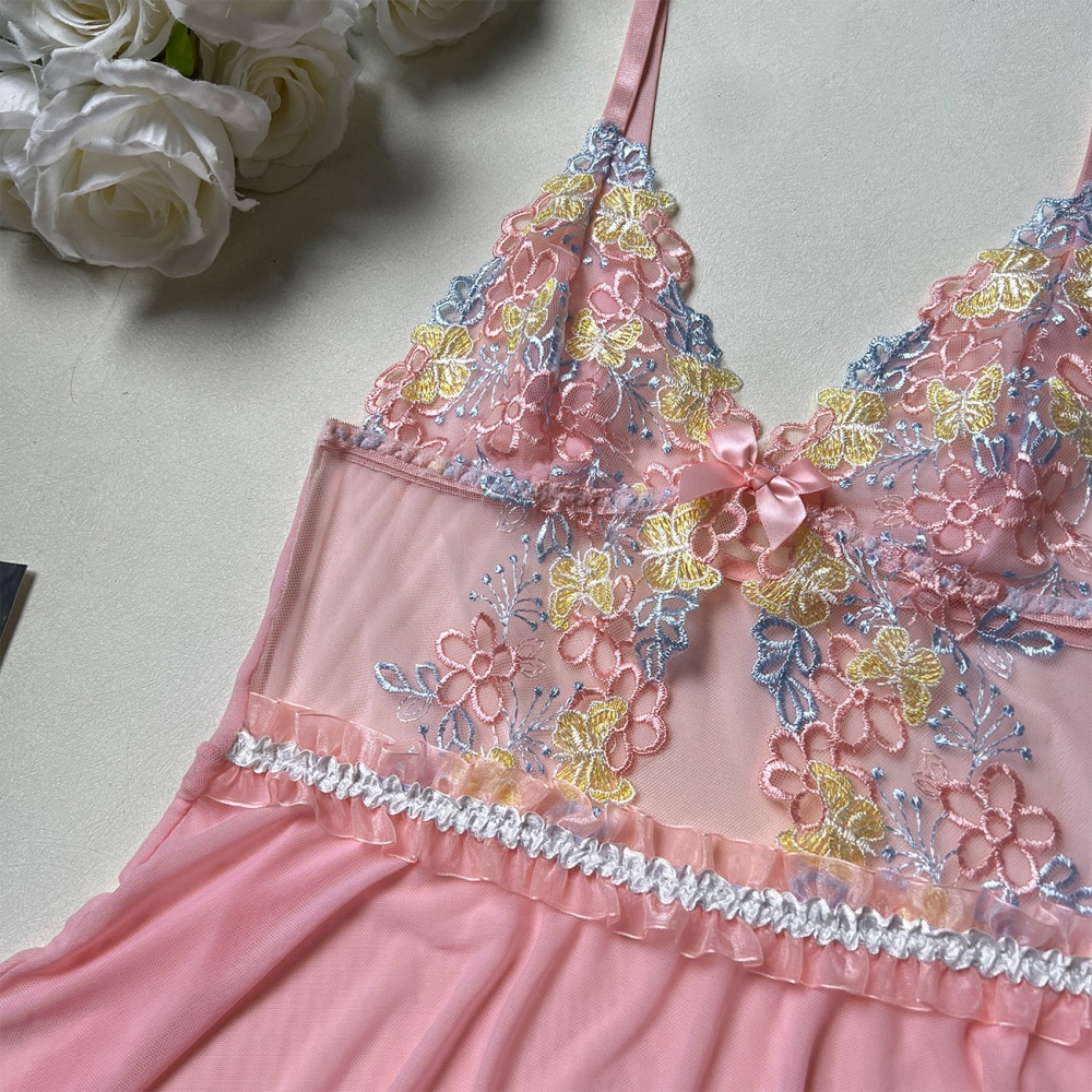 Embroidery pink European style doll Sexy underwear for women