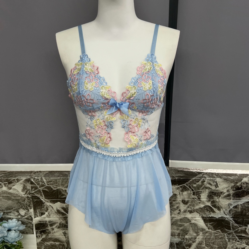 Embroidery pink European style doll Sexy underwear for women