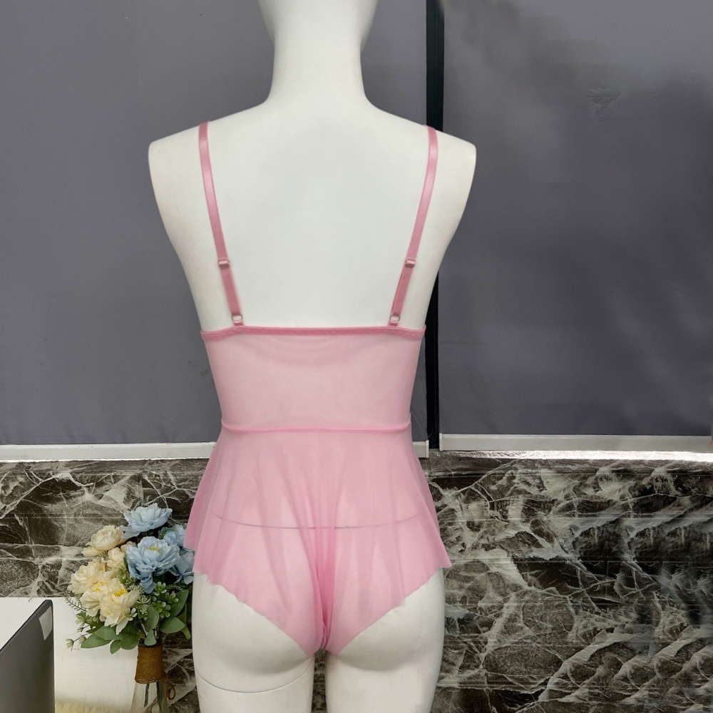 Embroidery pink European style doll Sexy underwear for women