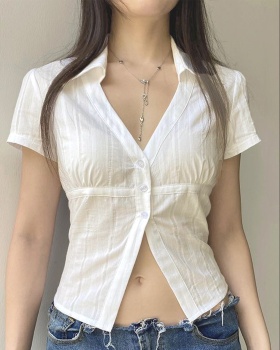 Short sleeve summer cardigan pure shirts for women