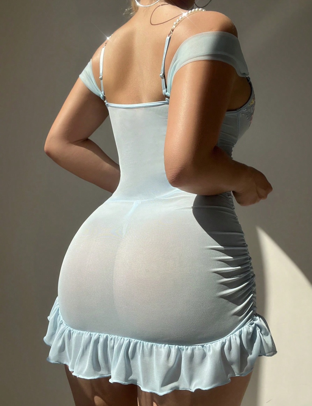 Perspective night dress Sexy underwear 2pcs set