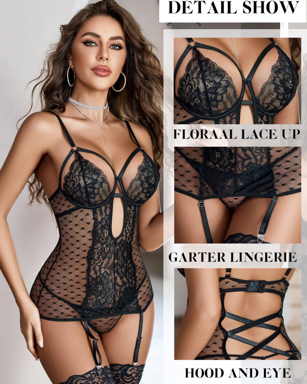 Lace European style strap dress bandage T-back a set