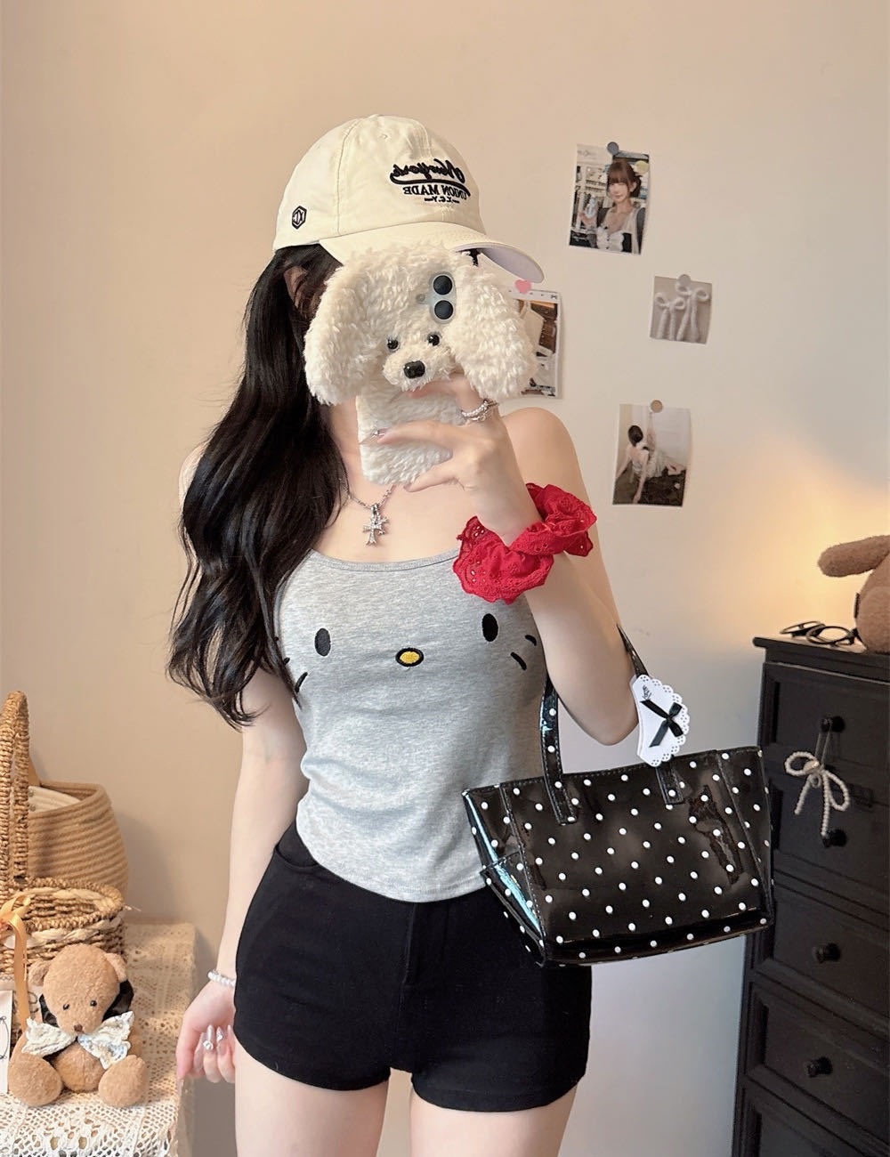 Bottoming slim printing tops sling summer all-match vest for women