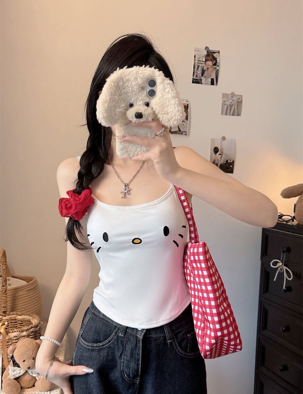Bottoming slim printing tops sling summer all-match vest for women