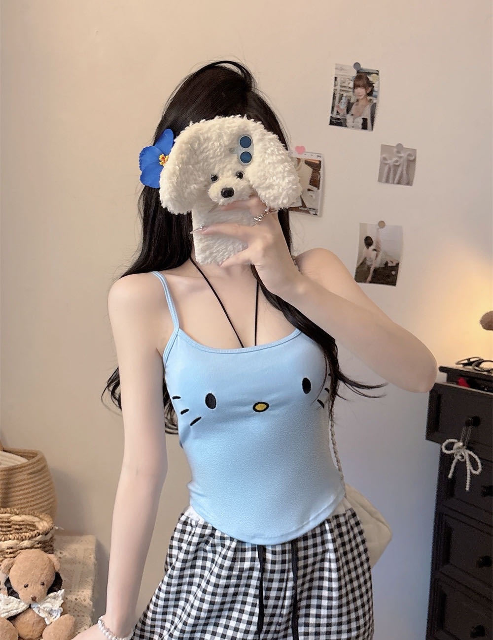Bottoming slim printing tops sling summer all-match vest for women