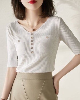 Temperament pure sweater summer slim T-shirt for women