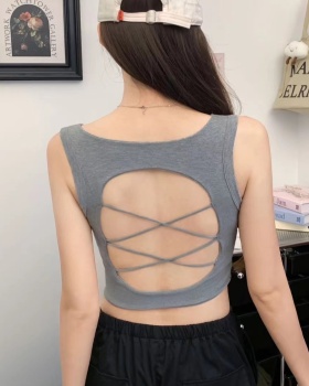Beauty back with chest pad sexy halter tops for women