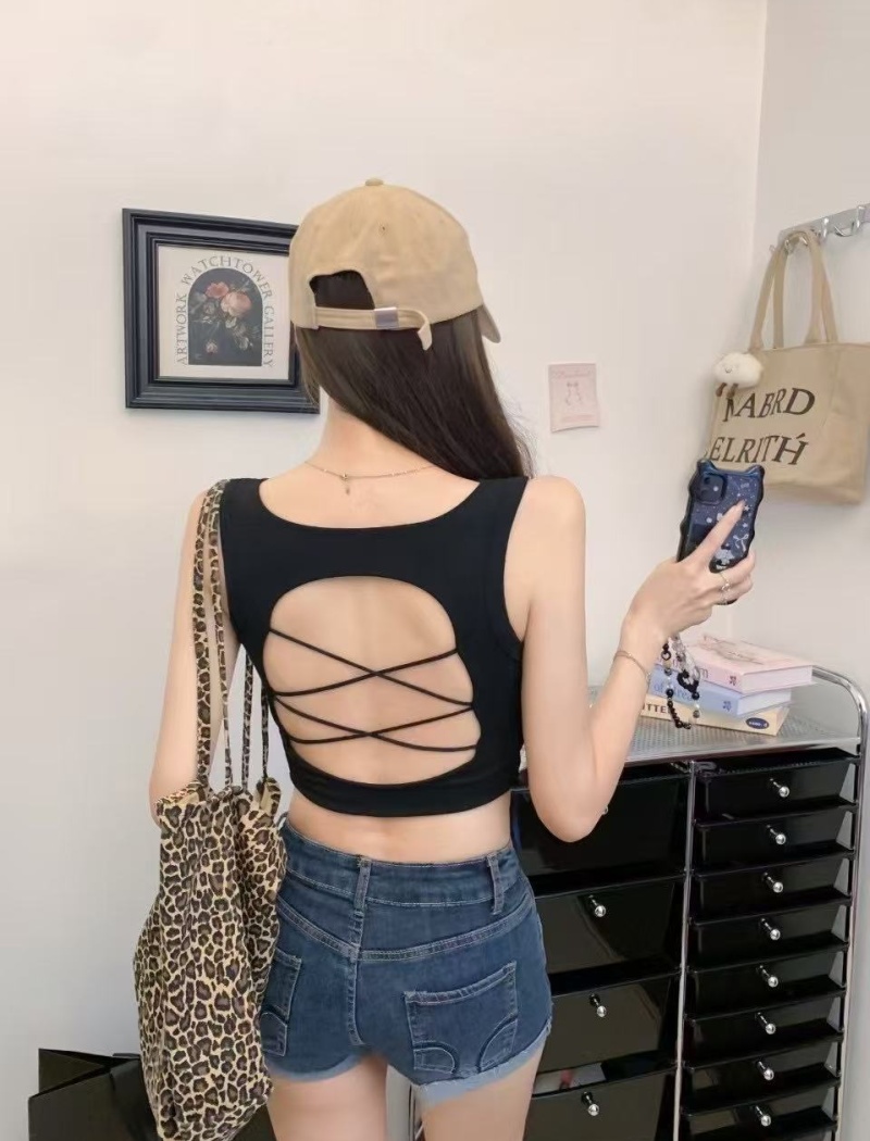 Beauty back with chest pad sexy halter tops for women
