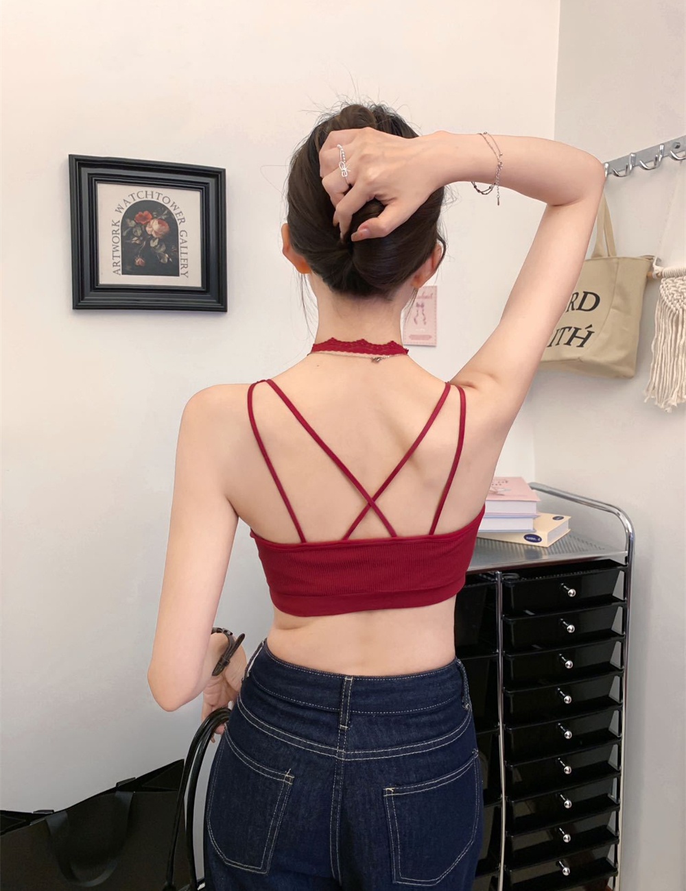 Lace summer sexy Lingerie with chest pad bow Bra