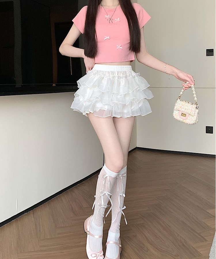 Lovely anti emptied culottes cake short skirt for women