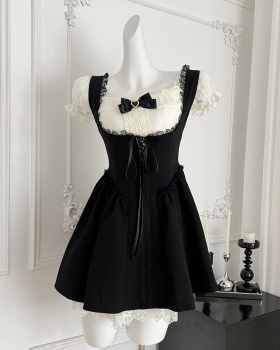 France style tops slim strap dress 2pcs set for women