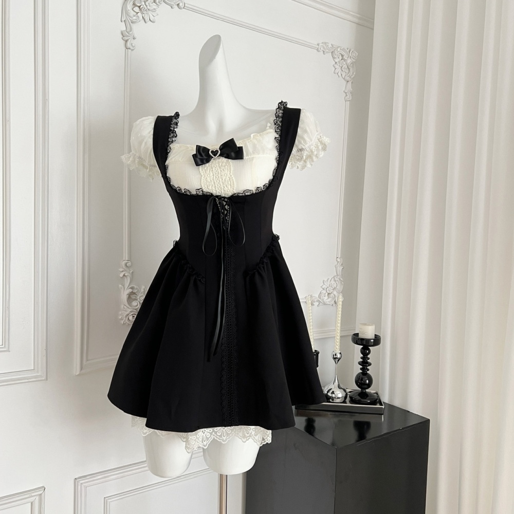 France style tops slim strap dress 2pcs set for women