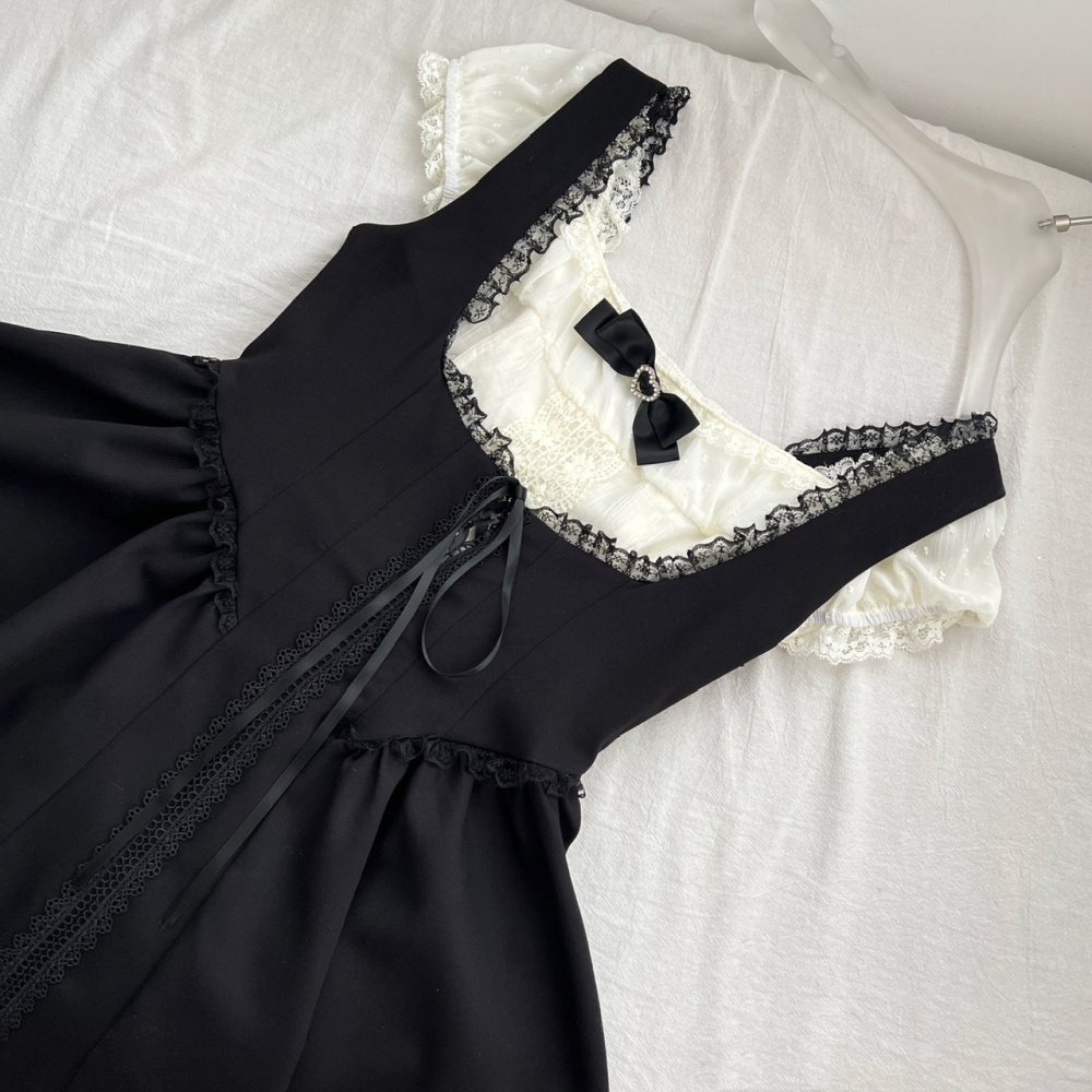 France style tops slim strap dress 2pcs set for women
