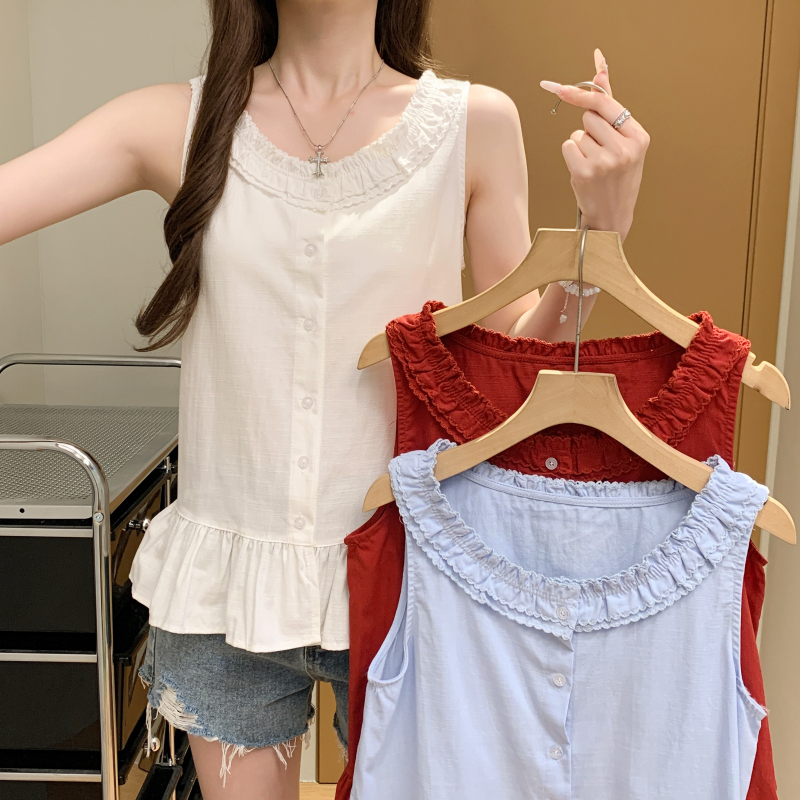 Summer pure sleeveless tops niche sweet vest for women