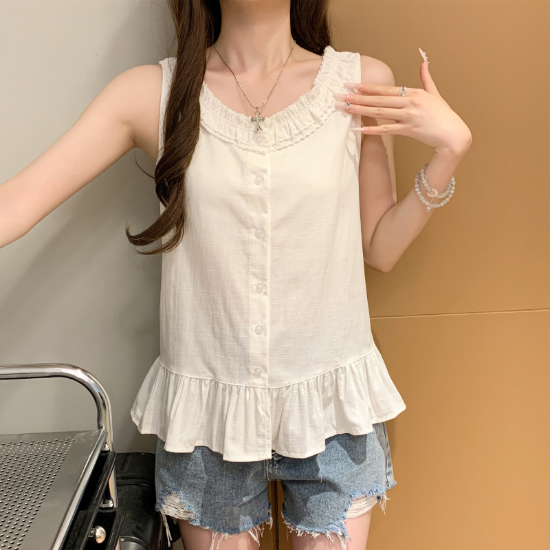 Summer pure sleeveless tops niche sweet vest for women