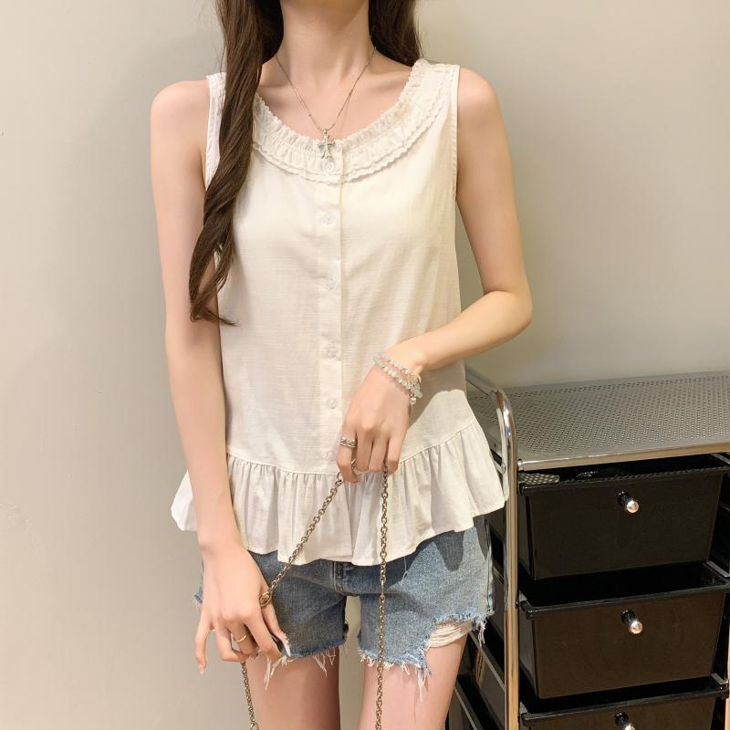 Summer pure sleeveless tops niche sweet vest for women