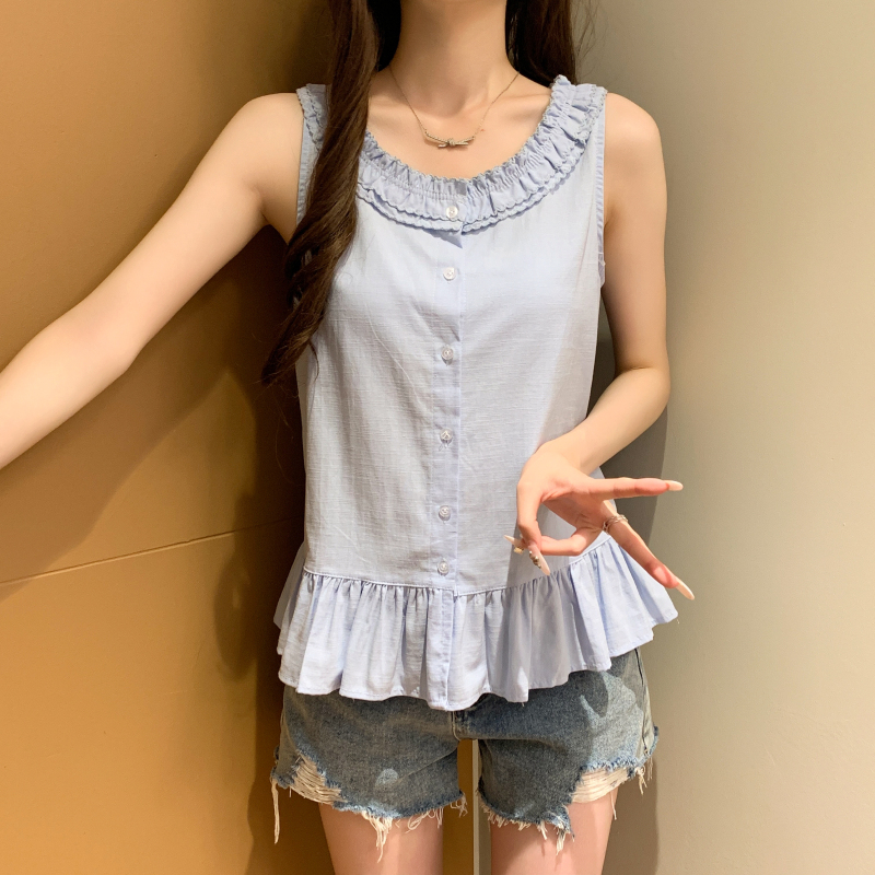 Summer pure sleeveless tops niche sweet vest for women