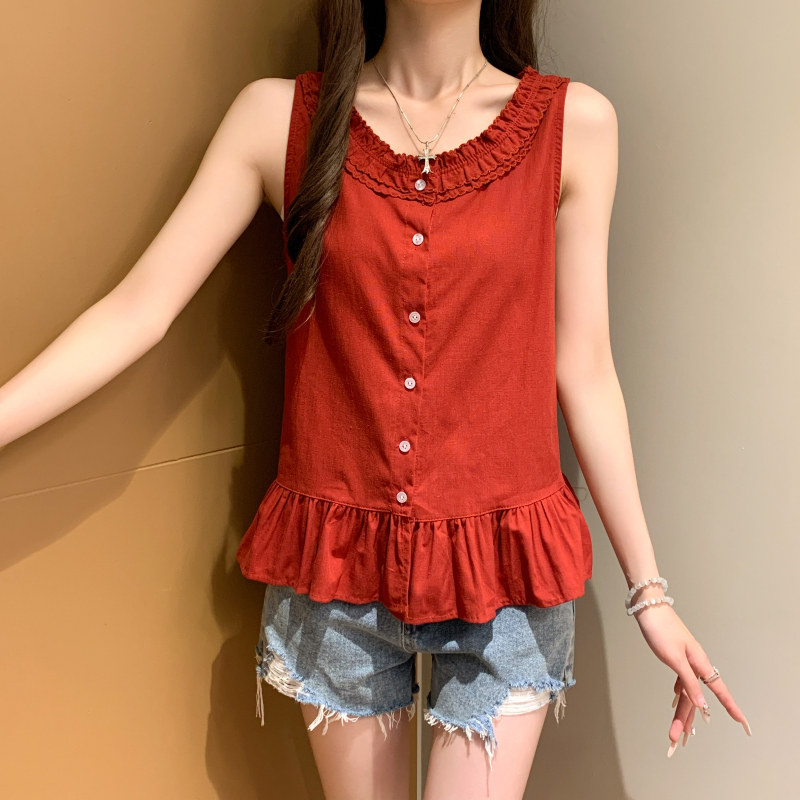 Summer pure sleeveless tops niche sweet vest for women