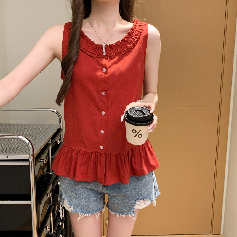 Summer pure sleeveless tops niche sweet vest for women