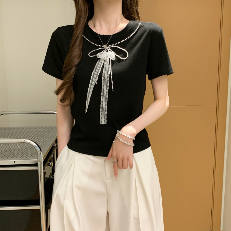 Short sleeve Korean style splice T-shirt for women
