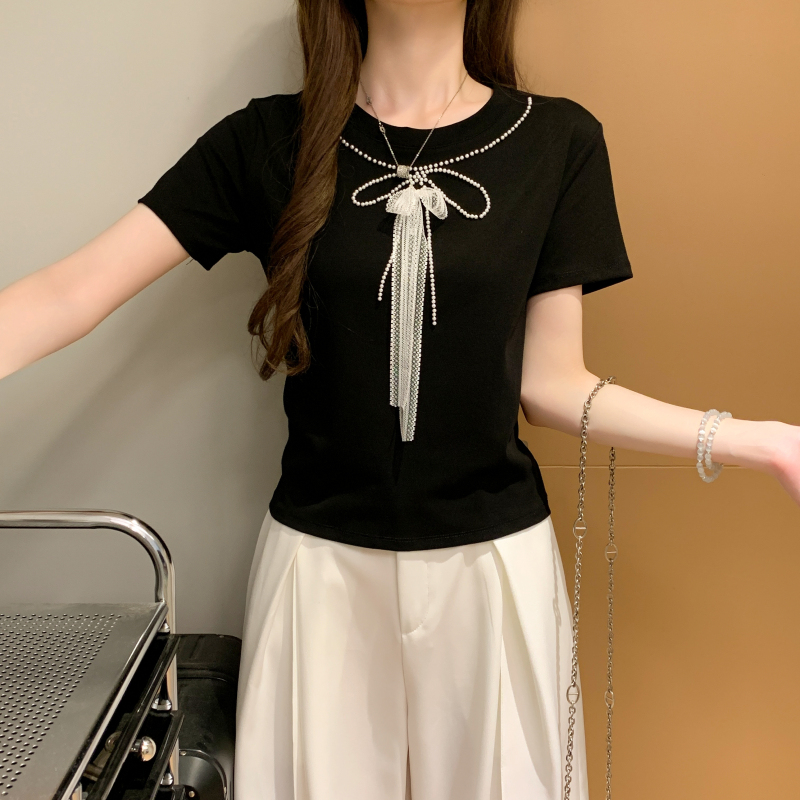 Short sleeve Korean style splice T-shirt for women