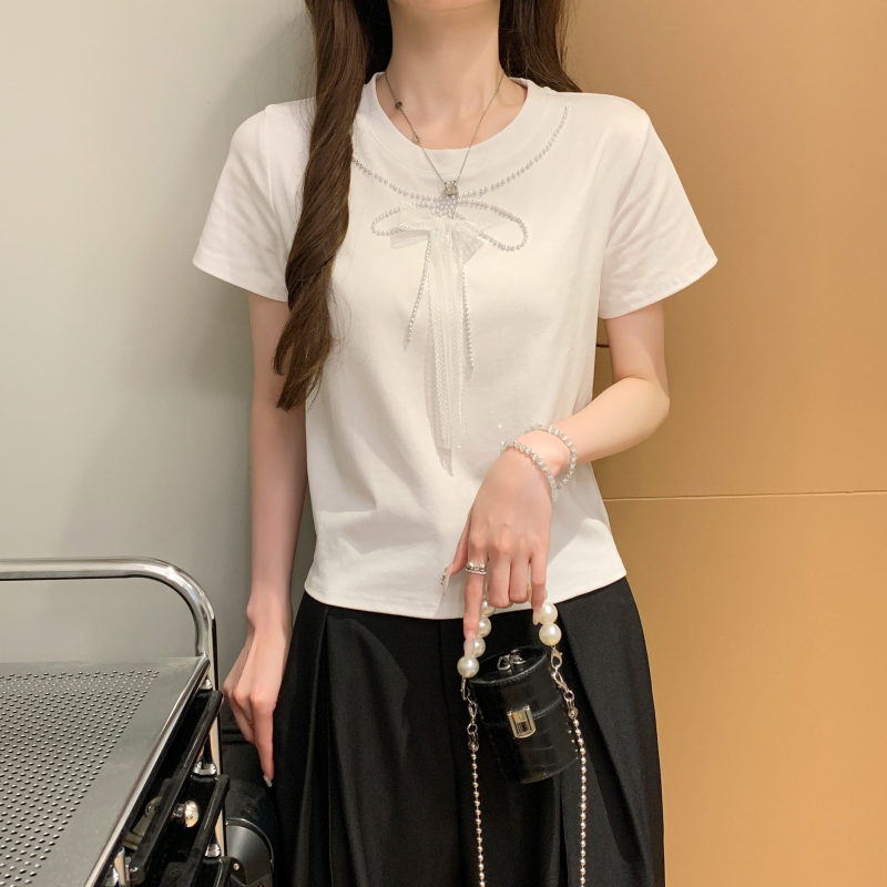 Short sleeve Korean style splice T-shirt for women