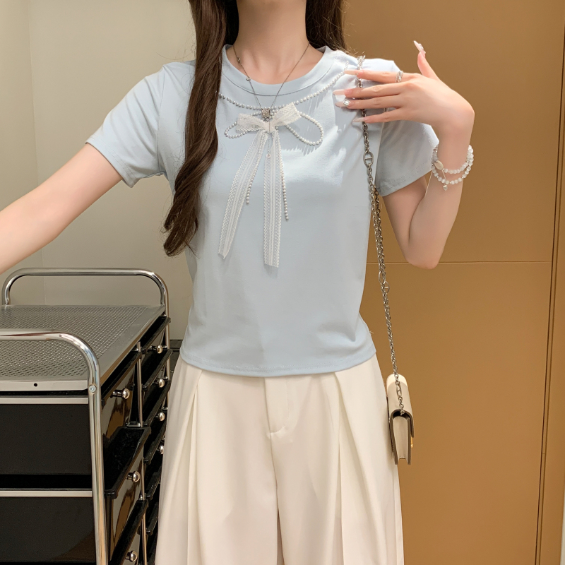 Short sleeve Korean style splice T-shirt for women