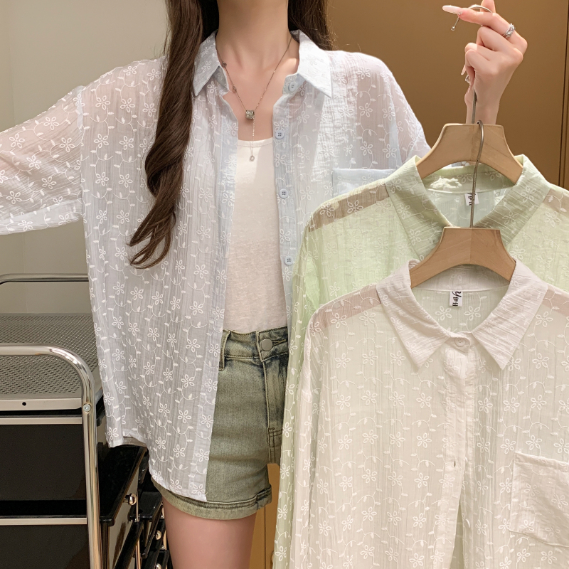 Thin France style shirt summer personality sun shirt