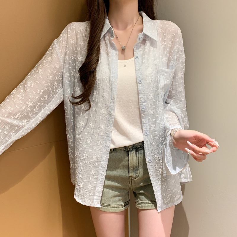 Thin France style shirt summer personality sun shirt