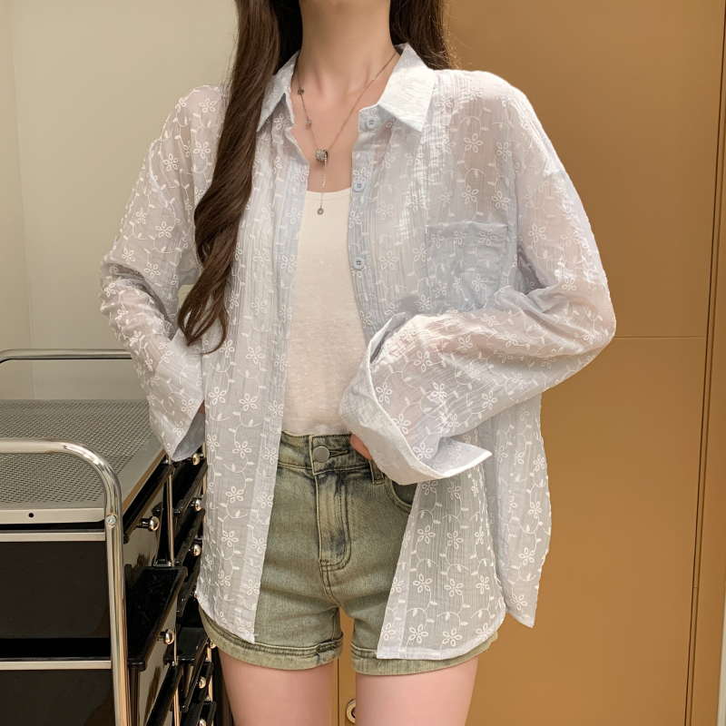 Thin France style shirt summer personality sun shirt