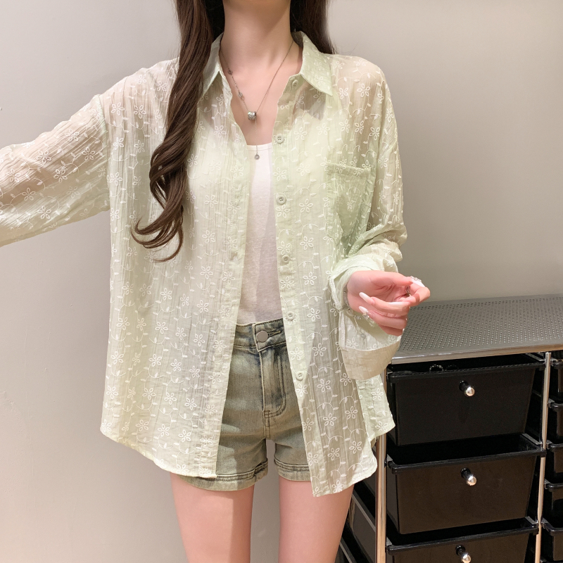Thin France style shirt summer personality sun shirt
