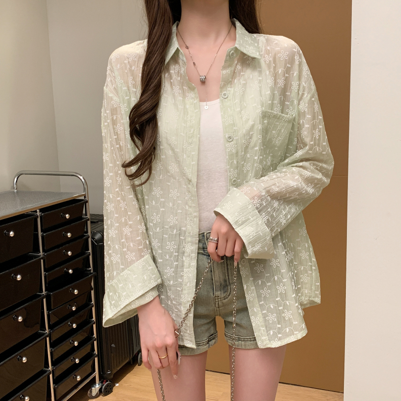 Thin France style shirt summer personality sun shirt