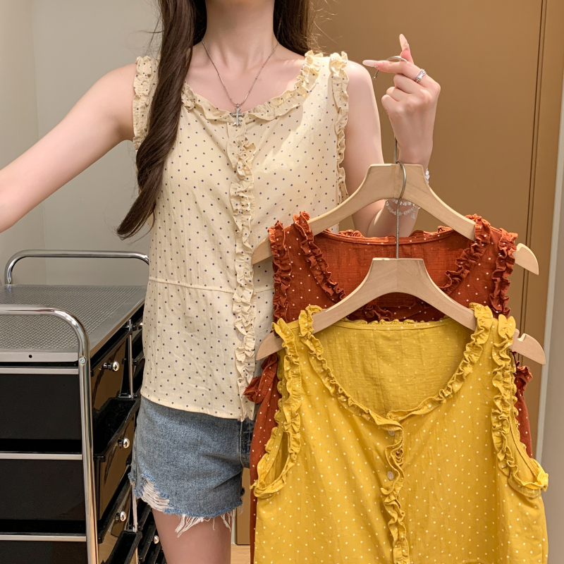 Korean style tops polka dot cardigan for women