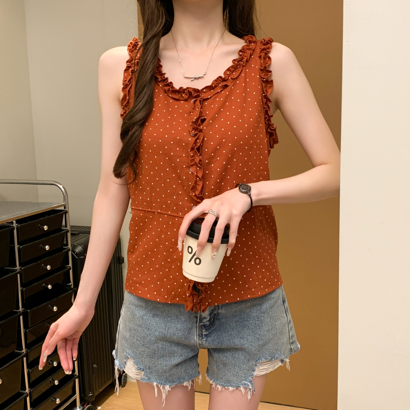 Korean style tops polka dot cardigan for women