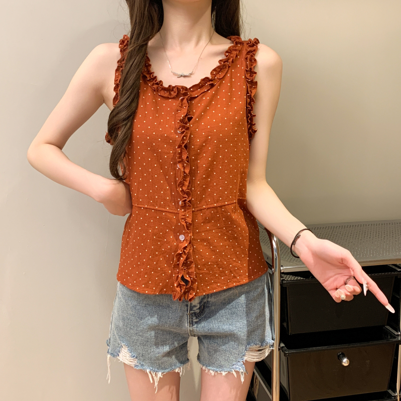 Korean style tops polka dot cardigan for women