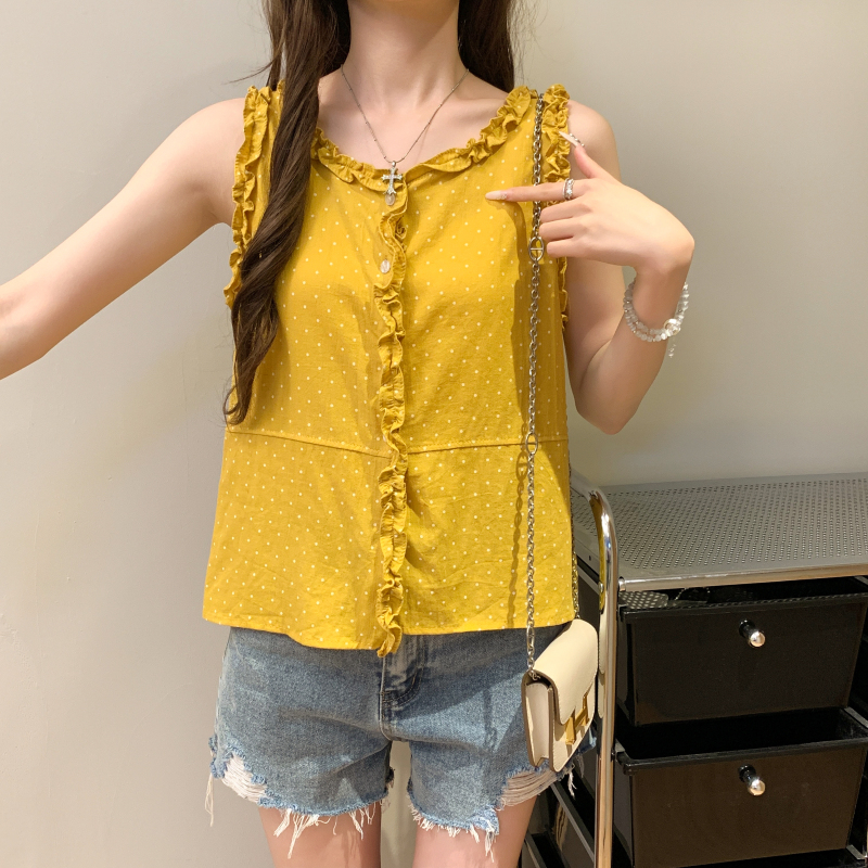 Korean style tops polka dot cardigan for women