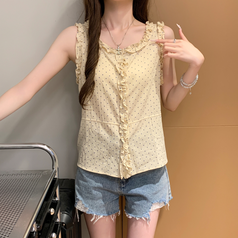 Korean style tops polka dot cardigan for women